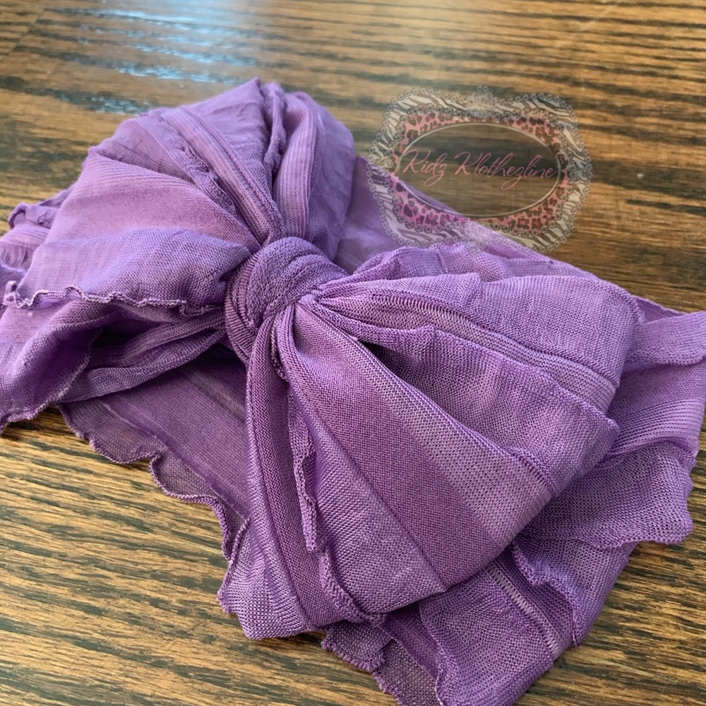HANDMADE LARGE BOW HEADBAND HEAD WRAP PURPLE